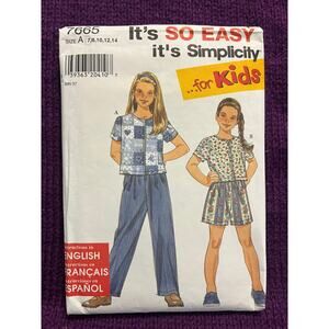 Simplicity 7665 Pattern girls top shorts pants